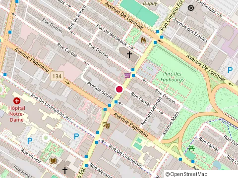 Location of Pizza 514 Mtl at 1821 Ontario St E, Montréal