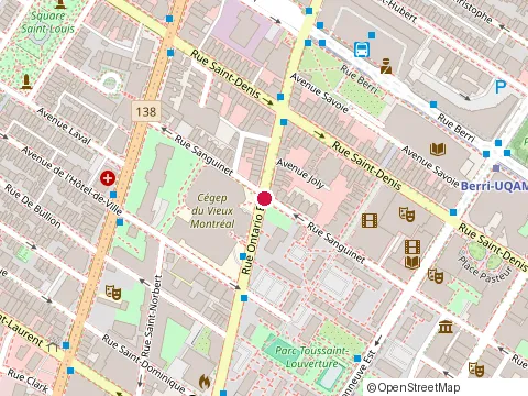 Location of Pub Quartier Latin at 318 Ontario St E, Montréal