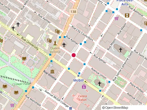 Location of Quiznos Sub at 550 avenue du President-Kennedy, Montréal