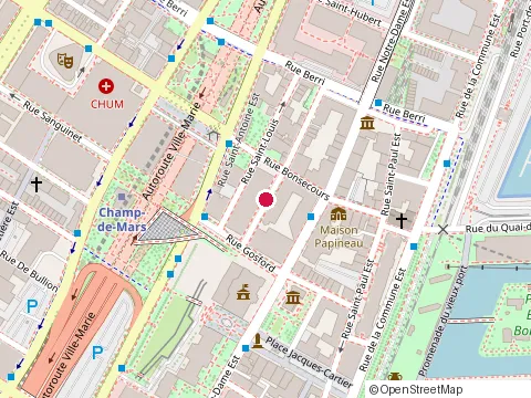Location of Raycours at 340 Champ de Mars St, Montréal