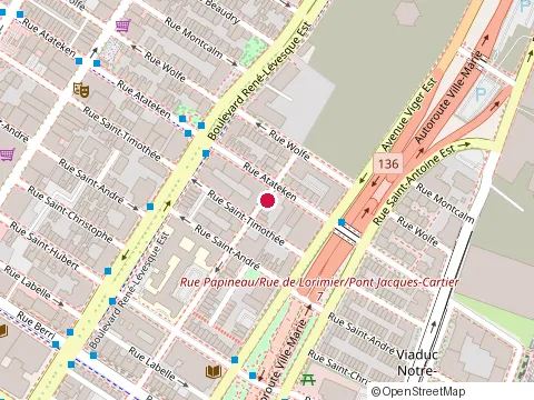 Location of Terrasse Belvu at 1050, rue De La Gauchetière Ouest, Montréal