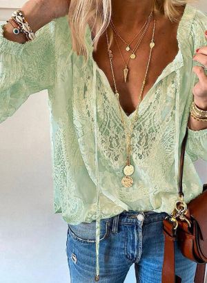 T-shirt dentelle à manches longues