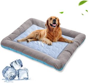 Tapis refroidissant pour chiens et chats, soie glacée, bleu