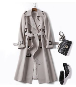 Trench manteau mi-long double boutonnage cravate