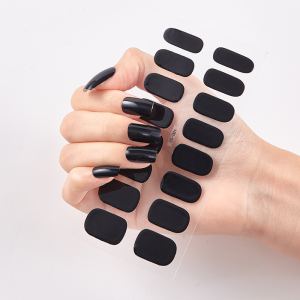 Autocollants ongles couleur pure 16 pièces