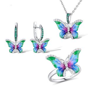 Bague papillon époxy émaillé ensemble