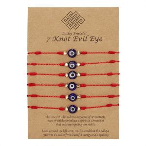 Bracelet œil malveillant 7 nœuds 6 pièces bleu