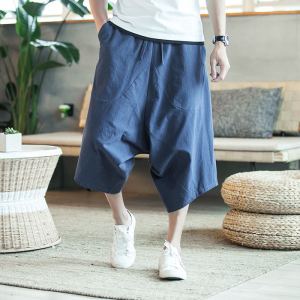 Pantalon court lin coton style chinois pour femmes