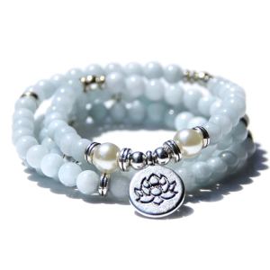 Bracelet perles bouddha 108 oeil tigre lotus