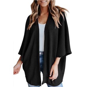 Cardigan femme manches chauve-souris gaufre
