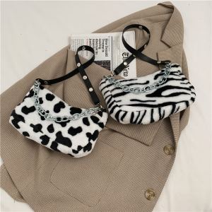 Sac chaîne léopard diagonal peluche femme