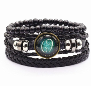 Bracelet Cordon Cuir Tressé Vintage, Cuir Bovin, Homme