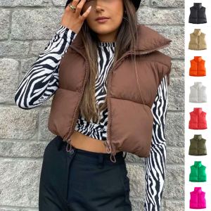 Veste sans manches hiver femme zip couleur unie