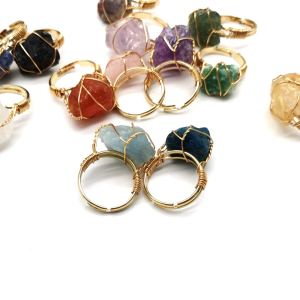 Bague agate pierre brute enrobée style