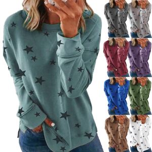 Sweatshirt femme manches longues motif étoiles