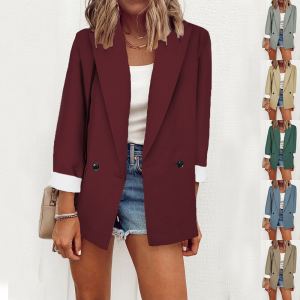 Veste casual blazer monobouton manches longues femme