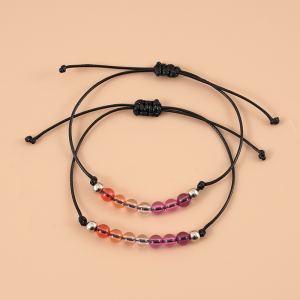 Bracelet couple perles acrylique arc-en-ciel ajustable