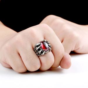 Bague homme titanium acier zircon vintage personnalité