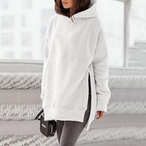 Hoodie polaire femme ample col rond