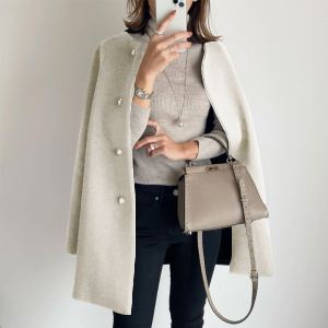 Cardigan droit laine col rond ajusté