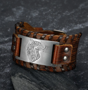 Bracelet cuir Asgard design Fenrir