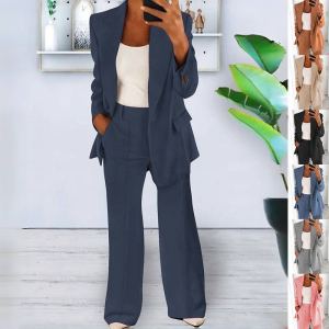 Blazer manches longues boutons casual avec pantalon slim
