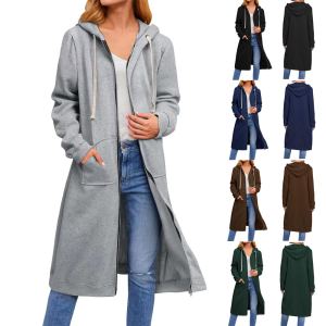 Cardigan long fermeture éclair automne hiver femme