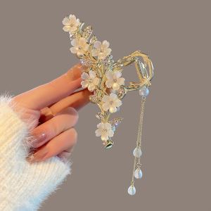 Grosse pince cheveux cloche perle orchidée