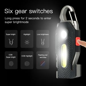 Lampe d'urgence multifonctionnelle LED COB - porte-clés camping