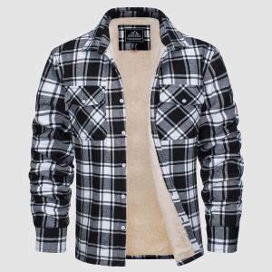 Veste homme carreaux doublure polaire manches longues
