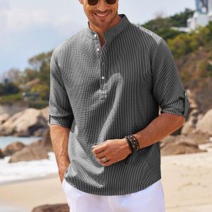 Chemise décontractée col montant homme
