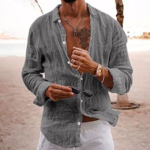 Chemise coton lin casual homme