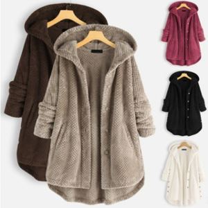 Veste sweatshirt velours réversible capuche femme couleur unie
