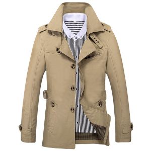 Trench-coat casual homme couleur unie