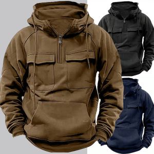 Hoodie zip homme sweatshirt cordon poche