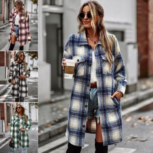 Cardigan carreauté loisir long femme tempéré