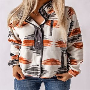 Veste cardigan imprimée polaire contrastée hiver