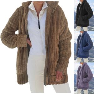 Veste ample capuchon doublure velours hiver