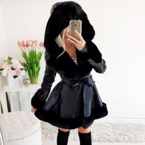 Manteau Femme Capuchon Col Fourrure Synthétique