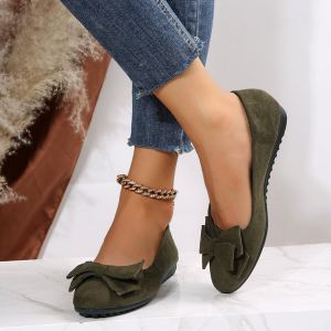 Mocassins casual femme daim nœud bout rond
