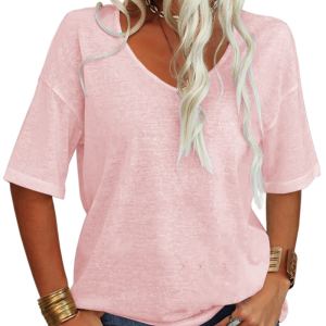 Chemise femme, col V, manches courtes, ample, mode