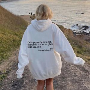 Hoodie brossé lettre unie femme