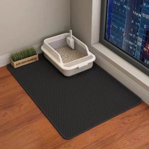 Tapis litière chat 2 couches filtre anti-débordement