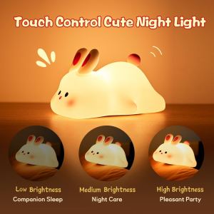 Veilleuse LED tactile lapin silicone - Cadeau Noël décor