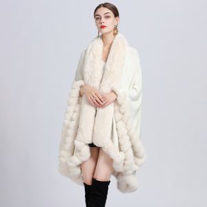 Cardigan tricoté surdimensionné col fourrure lapin Rex