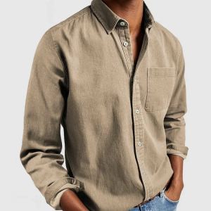 Chemise homme manches longues col lapel