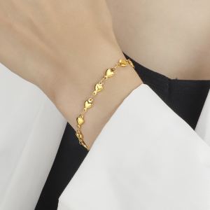 Bracelet cœur chaîne or acier inoxydable