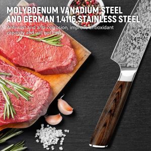 Couteau de chef acier vanadium japonais 7.8 po lame laser poignée