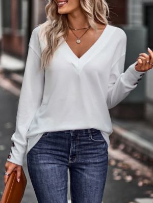 T-shirt femme col V ample automne-hiver