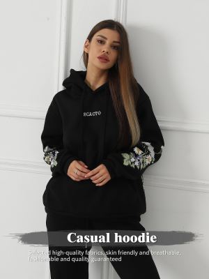Sweat-shirt femme manches longues motif floral